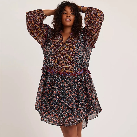 Anthropologie Dresses & Skirts - ANTHROPOLOGIE Helen Boho Floral Sheer Tunic Dress Size Medium